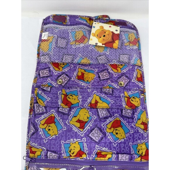 NEW Vintage Winnie The Pooh Foldable Accessory Toiletry Travel Bag Disney Purple - Picture 6 of 9